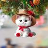 Cartoon Cat Car Pendant Acrylic Cute Kitty Hanging Ornament Lanyard Whimsical Bag Charm Car Rearview Mirror Christmas Tree Decoration