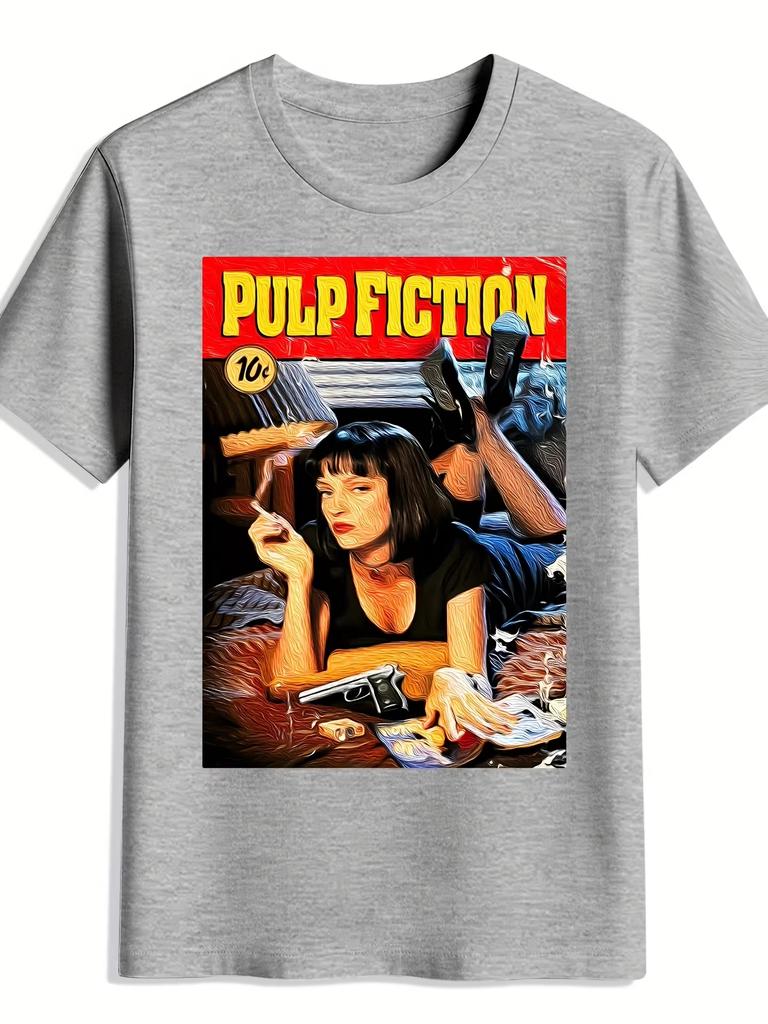 2026 Summer New Men's "Pulp Fiction" Pattern High-quality, Comfortable and Casual Printed Men's T-shirt