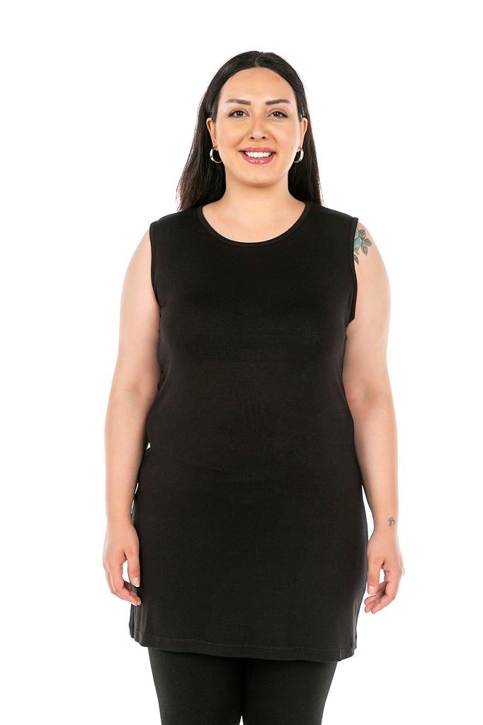 Женское стильное боди большого размера плюс размер с круглым вырезом на толстых бретелях из вискозы, длинное боди из норки