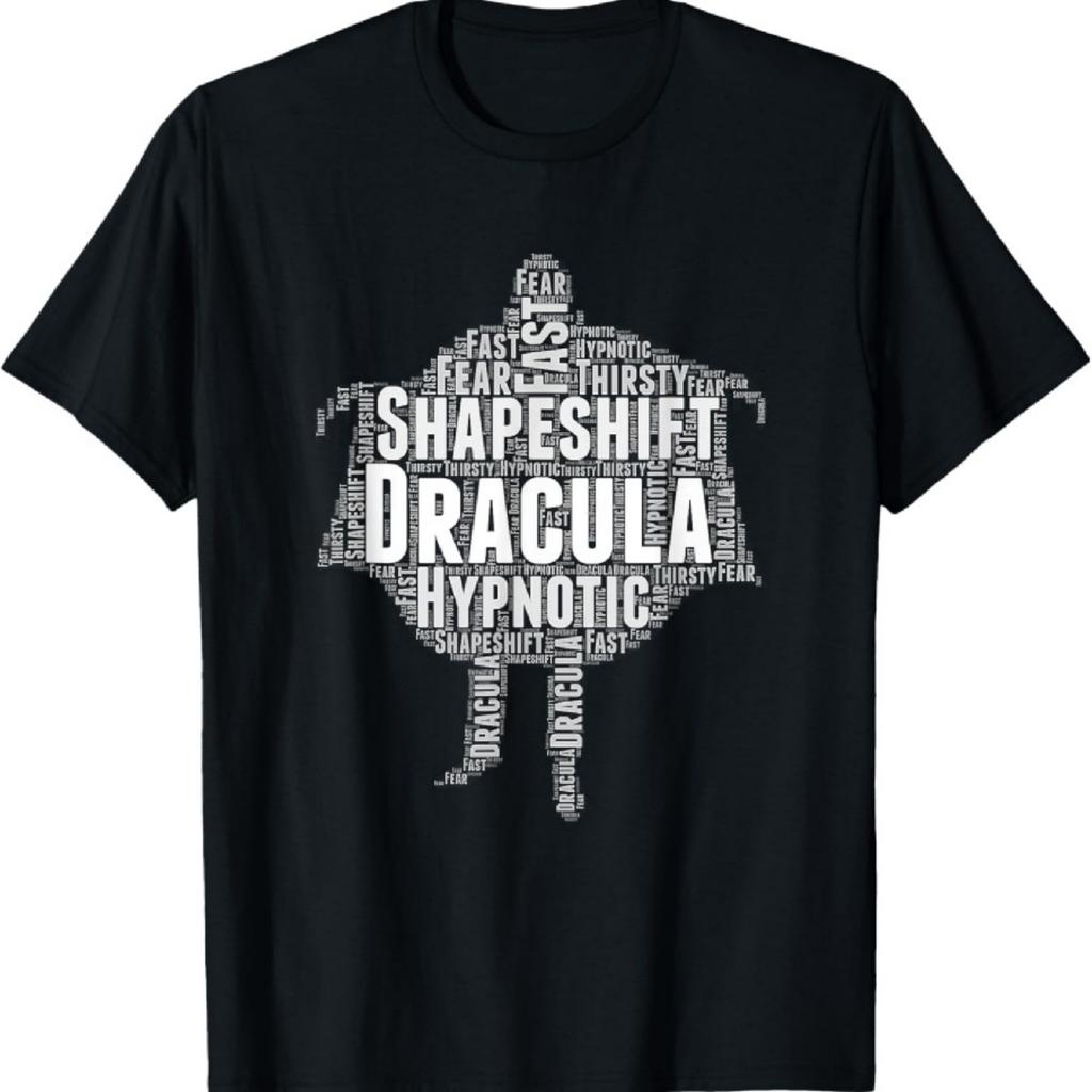 Dracula Vampire Word Cloud Art Mythical Fantasy Creature T-Shirt