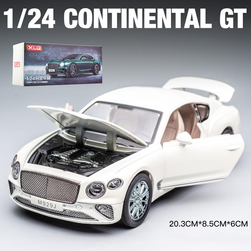 Масштаб 1/24 Bentley Continental GT, литая под давлением модель автомобиля, игрушечный автомобиль с откатным механизмом, звуком и светом для детей, коллекция подарков для мальчиков и девочек