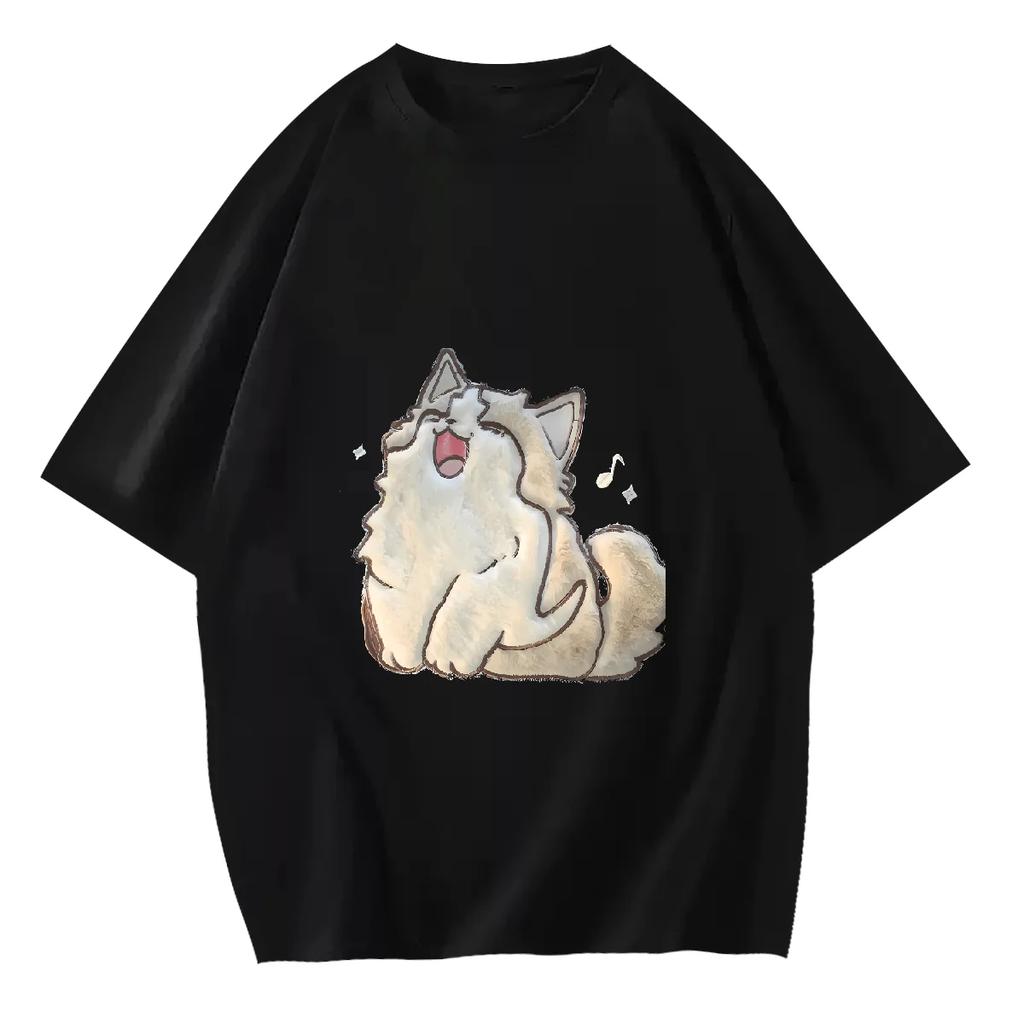 Модные забавные мультяшные коты с принтом мужские футболки летние Harajuku повседневные свободные футболки с круглым вырезом большого размера женские топы с коротким рукавом футболки