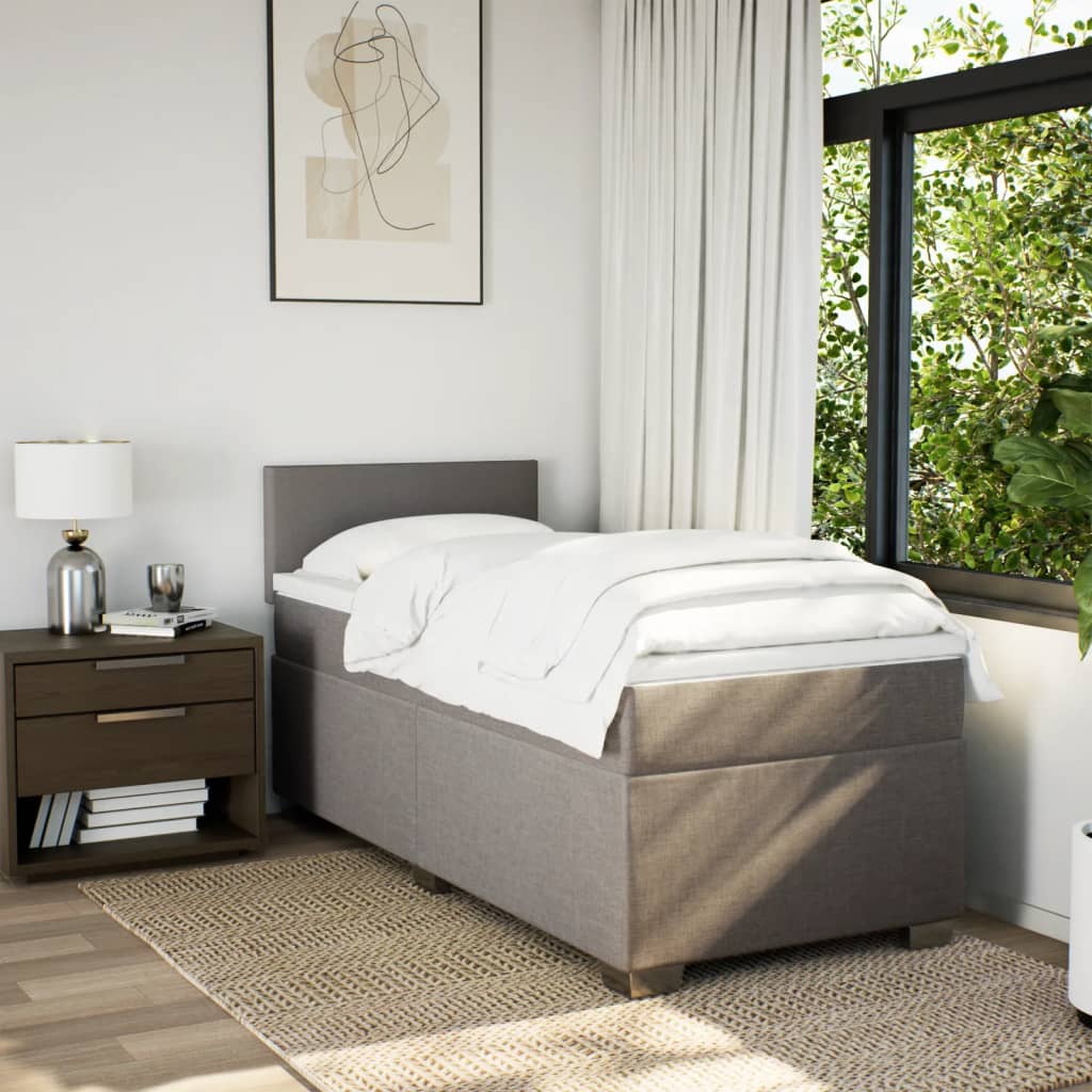 Box Spring Bed with Mattress Taupe 90 x 190 cm Fabric