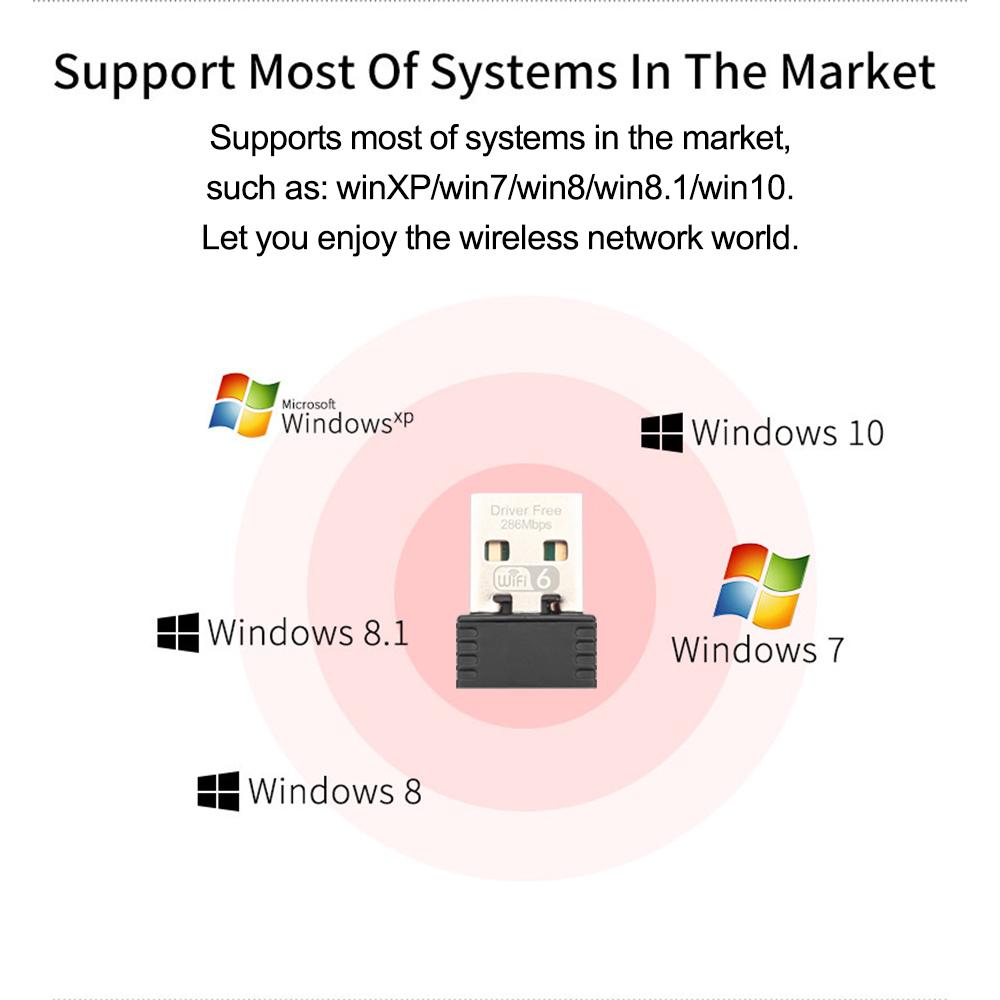 Беспроводной Wi-Fi-адаптер 650 Мбит/с Mini USB 2.0 Wi-Fi Dongle USB Ethernet-приемник-передатчик 2,4G и 5G двухдиапазонная сетевая карта без драйверов для ноутбука