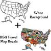 RV State Travel USA Map Sticker, United States Vinyl RV Travel Camper Trailer Map Sticker Of America Waterproof Decals For Window Door Wall, USA Road