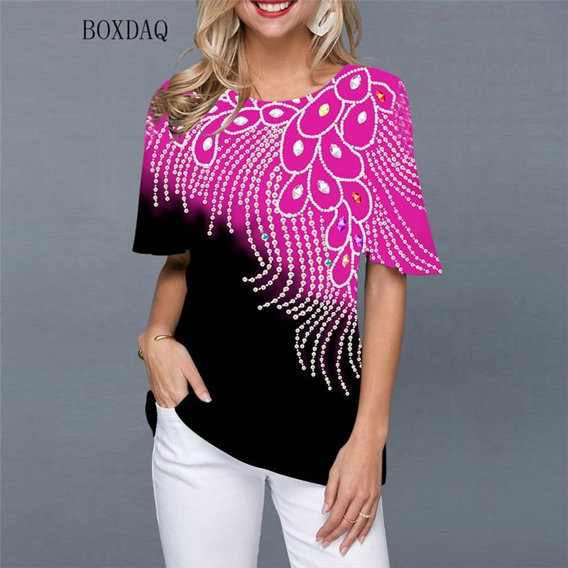 Модная рубашка с 3D-принтом, летняя, с коротким рукавом, в уличном стиле, женские блузки с круглым вырезом, женские повседневные рубашки, женские пуловеры, топы