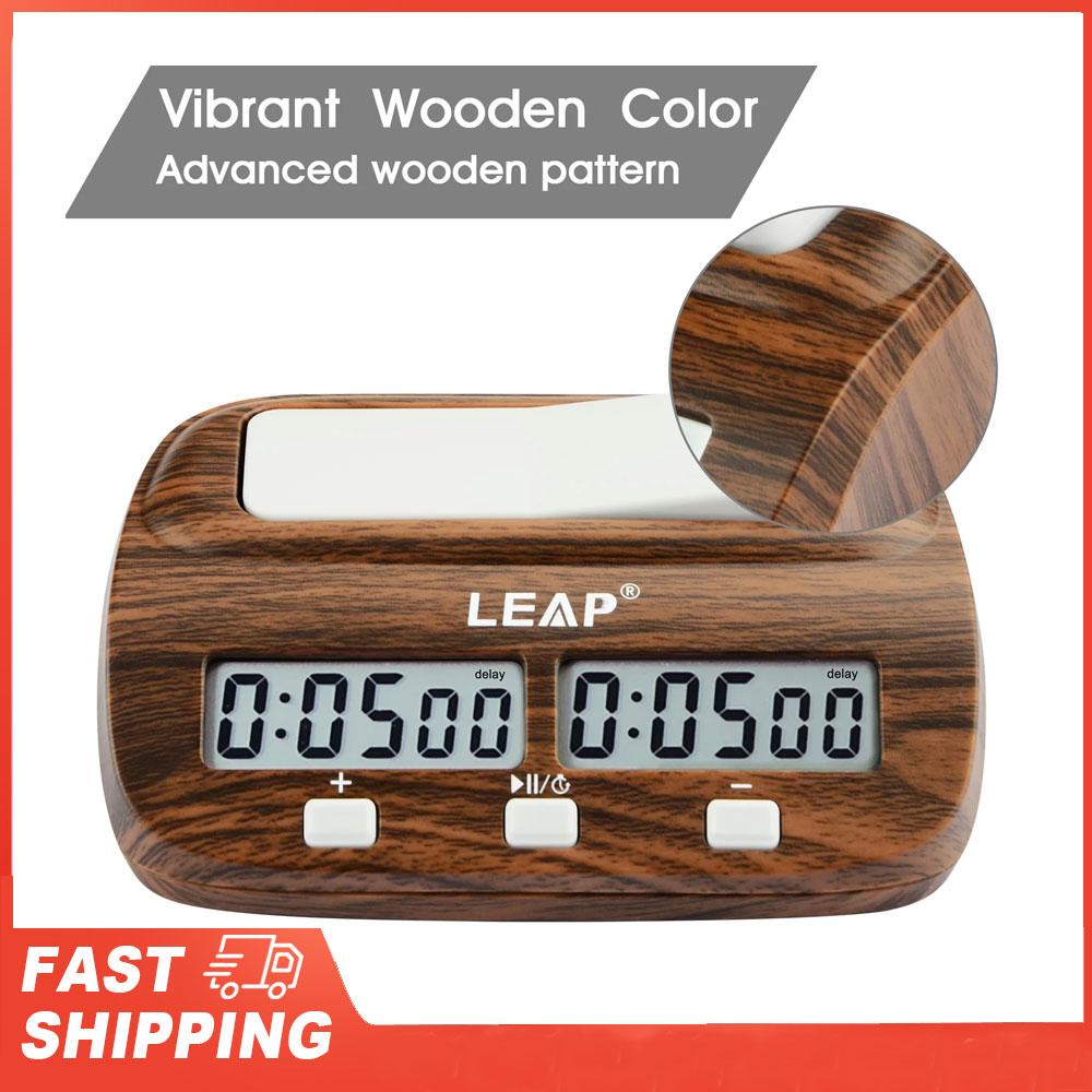 Chess Timer with Delay and Bonus Professional LEAP Chess Clock Digital for Board Games Timer Wood Grain Color Tools3