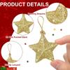 6PCS Gold Glitter Star Ornaments Christmas Tree Hanging Pendant 2024 Christmas Decorations for Home Navidad New Year Party DIY Gift