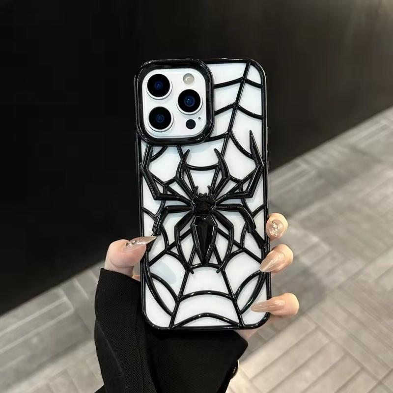 2025 Cool 3D Spider Hollow Dissipate Heat Phone Case For iPhone16 15 14 13 12 11 Pro Max Plus Shockproof Soft Silicone Cover