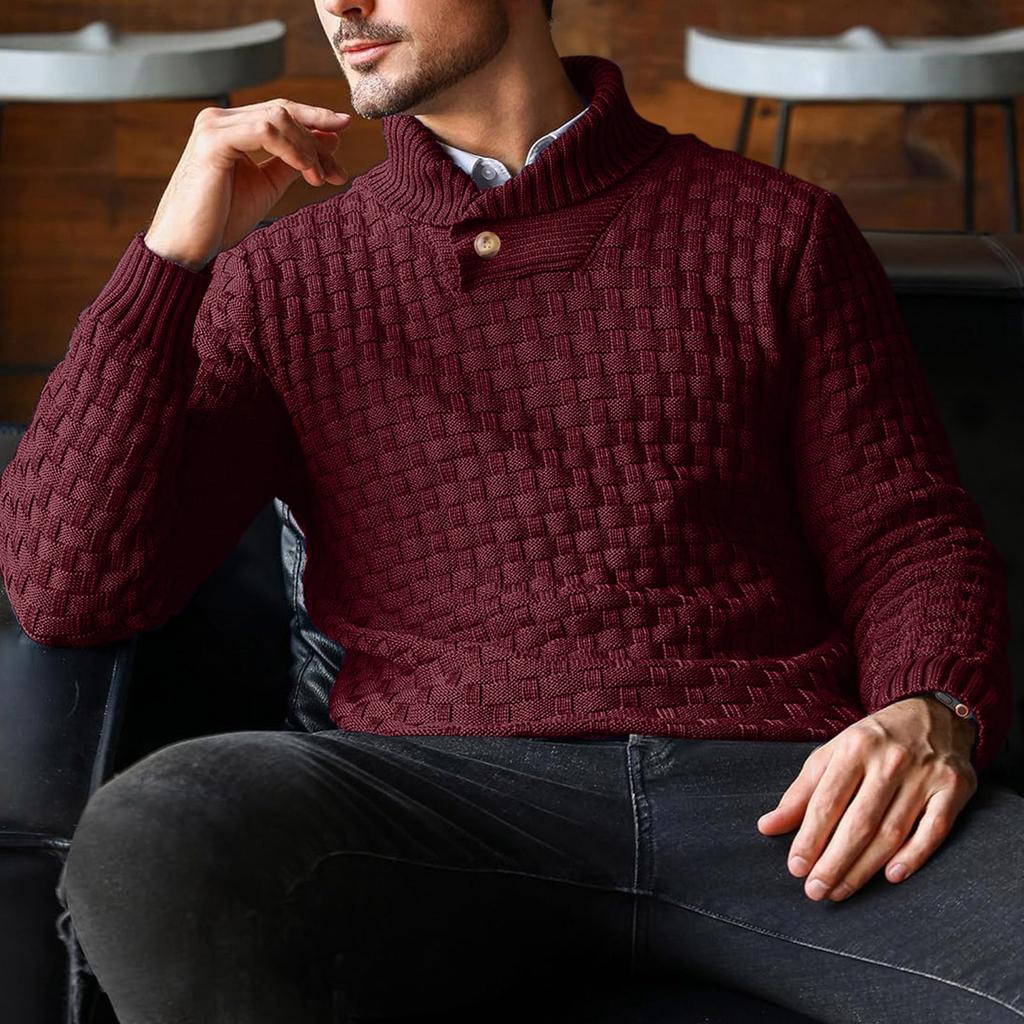 Мужской однотонный свитер-пуловер, модный свитер с круглым вырезом, облегающего кроя