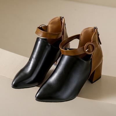 Модные ботинки для женщин, толстые, с молнией сзади, зимние, новые, однотонные, 2024, высококачественные, с острым носком, для улицы, модные женские ботильоны