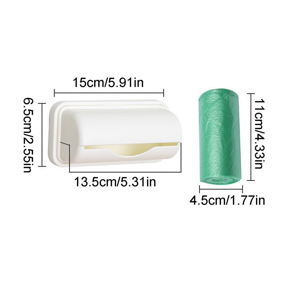 Kitchen Trash Bag Roll Holder Wall Mounted Self-Adhesive Garbage Bag Holder Garbage Film Roll Storage Box Shelf