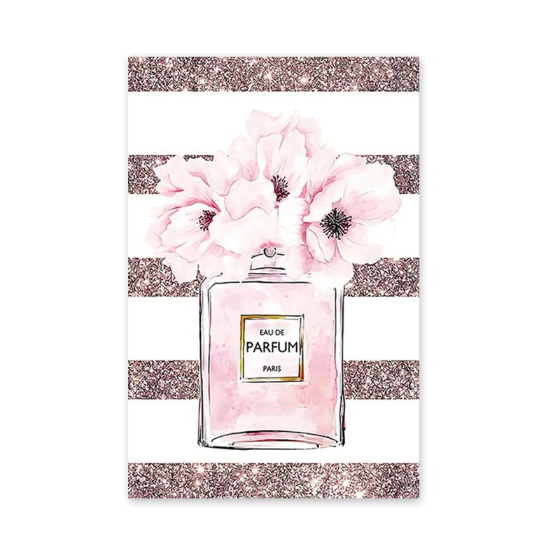Модные розовые цветочные духи для ресниц, губ, макияжа, постера, печати, холста, картины для комнаты девушки, настенного искусства, декора салона красоты