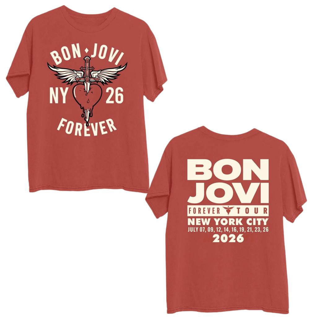 Bon Jovi Forever Tour 2026 New Pattern New Jersey Summer Tshirt Unisexs and Unisexs Y2k Pop Oversized Tshirt Casual Tshirt