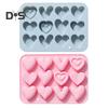 Silicone Moulds 12 Link 6 Different Heart Shape Non-Stick Heat-resistant Food-grade Soft Silicone Molds for Chocolates