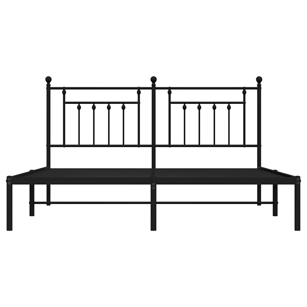 Metal Bed Frame with Headboard Black 183 x 213 cm