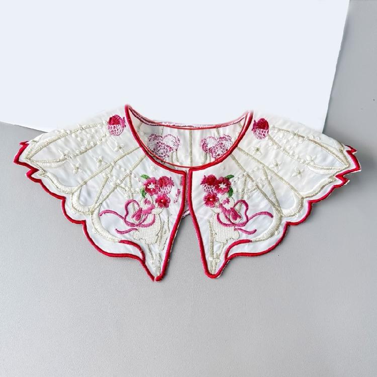 Китайские жемчужные кисточки Ложный воротник Винтажная вышивка Кролик Цветок Шаль Шарф