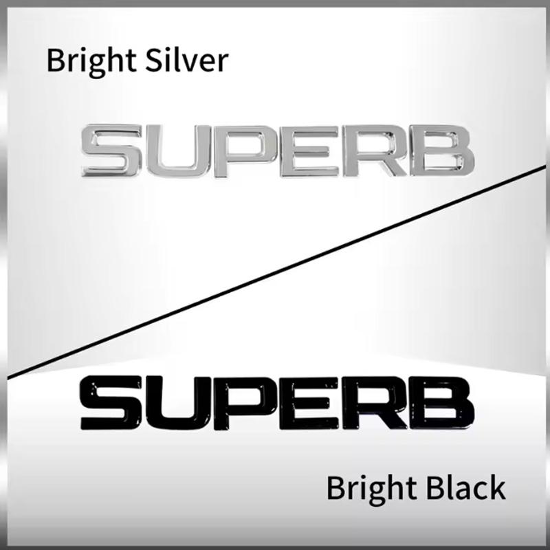 JBIW9 3D Metal Car Rear Trunk Emblem Chrome Badge Sticker For SKODA OCTAVIA SUPERB KAROQ FABIA RAPID 4x4 YETI Letter Logo Decor