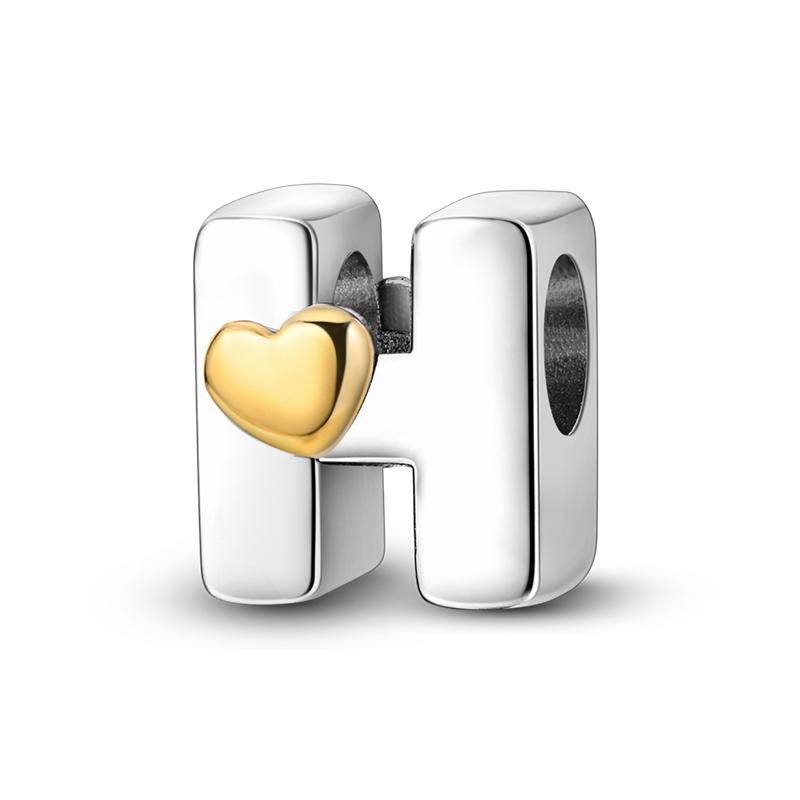 Посеребренные DIY Алфавитные подвески бусины LOVE Сердце Буква Подарочные Подвески Подходит Оригинальный Браслет Браслет Ювелирные Изделия Маркировка