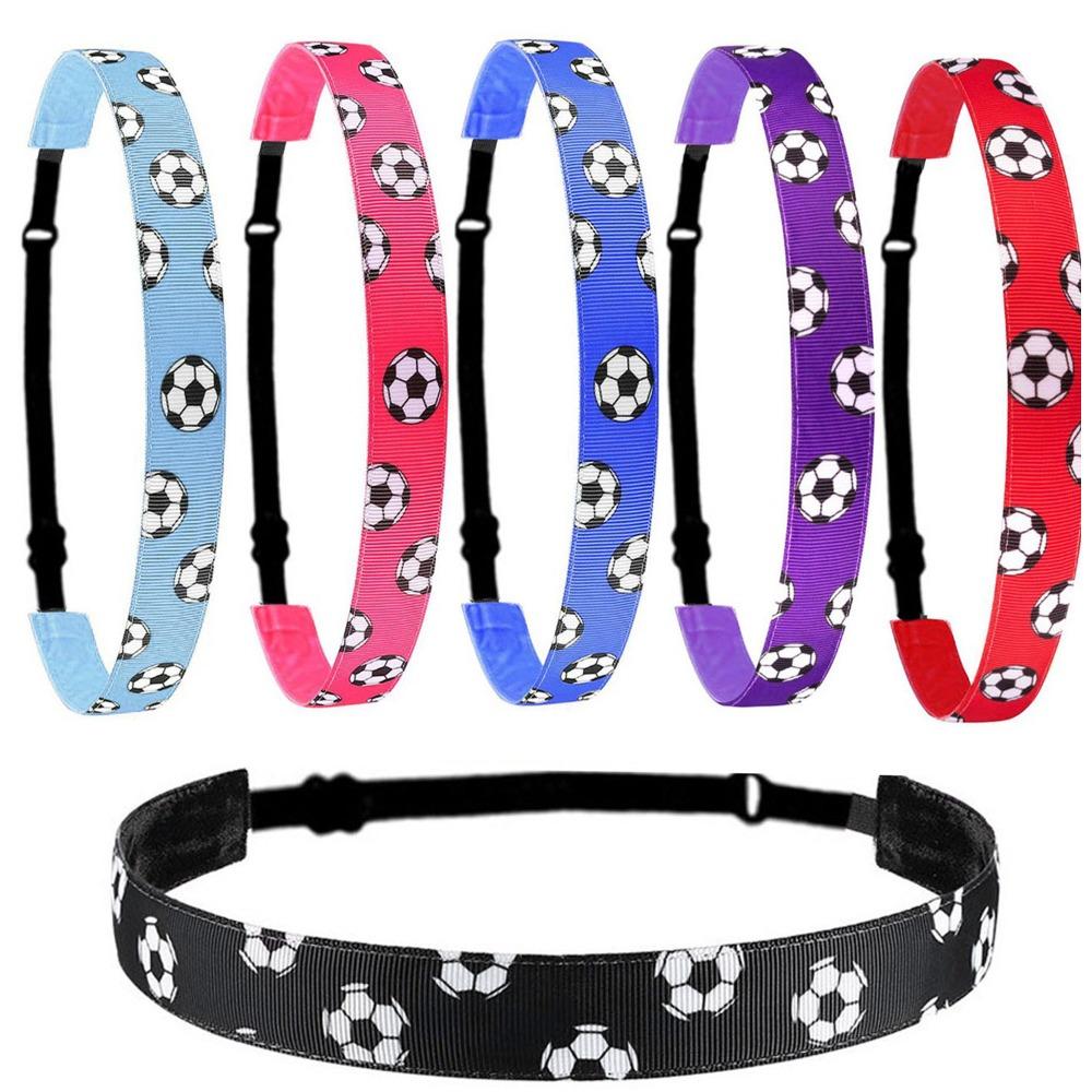 1pcs No Slip Sports Sweatband Football Printed Yoga Hair Band New Football Headband Girls