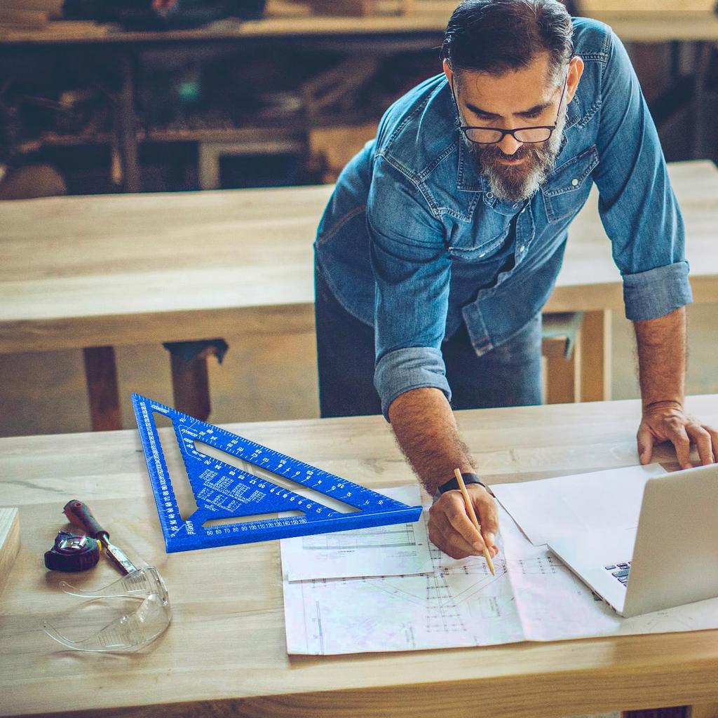 Beslands Треугольная Деревообрабатывающая Циркулярная Пила Алюминиевая Разметка 45 Градусов Плотницкая Геодезическая Угловая Линейка, Линейка, 3030см, Двусторонняя Градуировка,