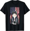 Patriotic Tuxedo Cat 4th of July Vintage US American Flag Gift Unisex T-Shirt