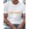 Мужская футболка большого размера европейского размера 'It's A Ted Thing' - Хлопок, Повседневная, С круглым вырезом, Небольшая эластичность, Геометрический узор, Короткий рукав