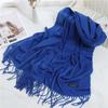 Шерстяные шарфы Зимние шейные платки Кисточка Чистый цвет Шаль Простой шарф Открытый