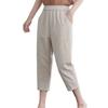 Women's Fashion Casual Loose Solid Colour Thin  Cotton Linen High Waisted 7/10 Pants