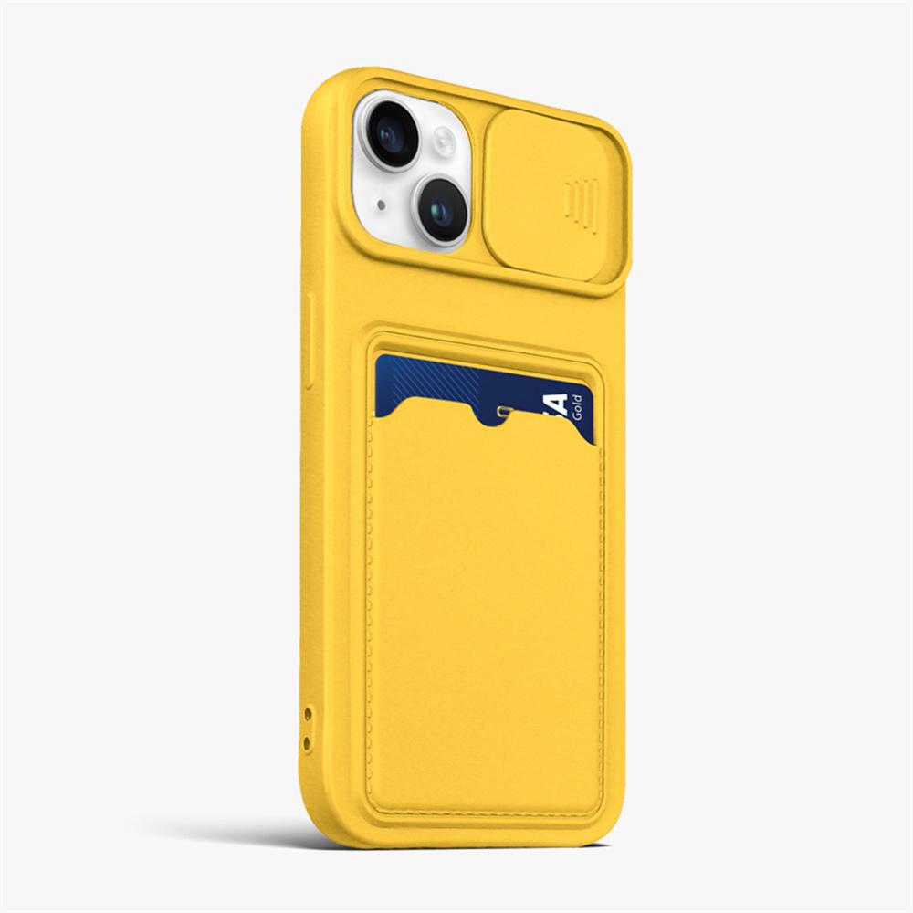 Кошелек-чехол со сдвижной крышкой для камеры и слотом для карты для iPhone 16 14 15 11 12 13 Pro Max X XR XS 7 8 SE, мягкий чехол из жидкого силикона