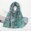 Spring and Autumn New Plant Flower Printing Versatile Bali Yarn Cotton and Linen Feel Scarf Elegant Sunscreen Shawl Women
