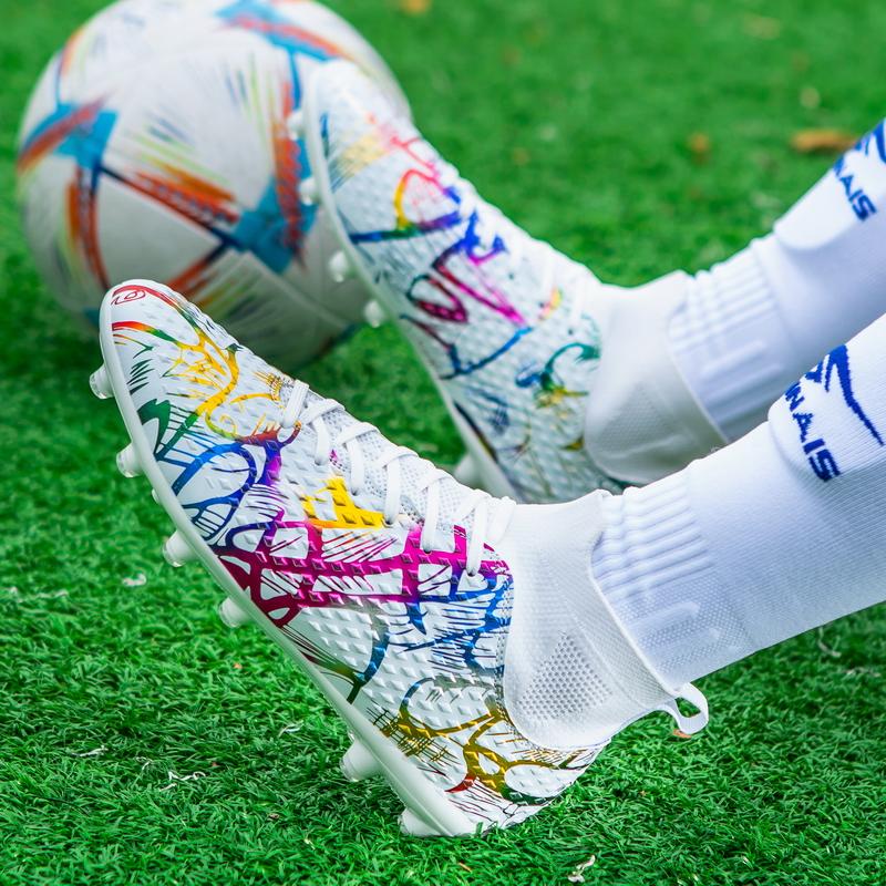 Unisex Football Boots Men's High -top Elastic Socks Mouth Leather Art Lawn Long Nail Football Shoes Children Big Size Football Boots