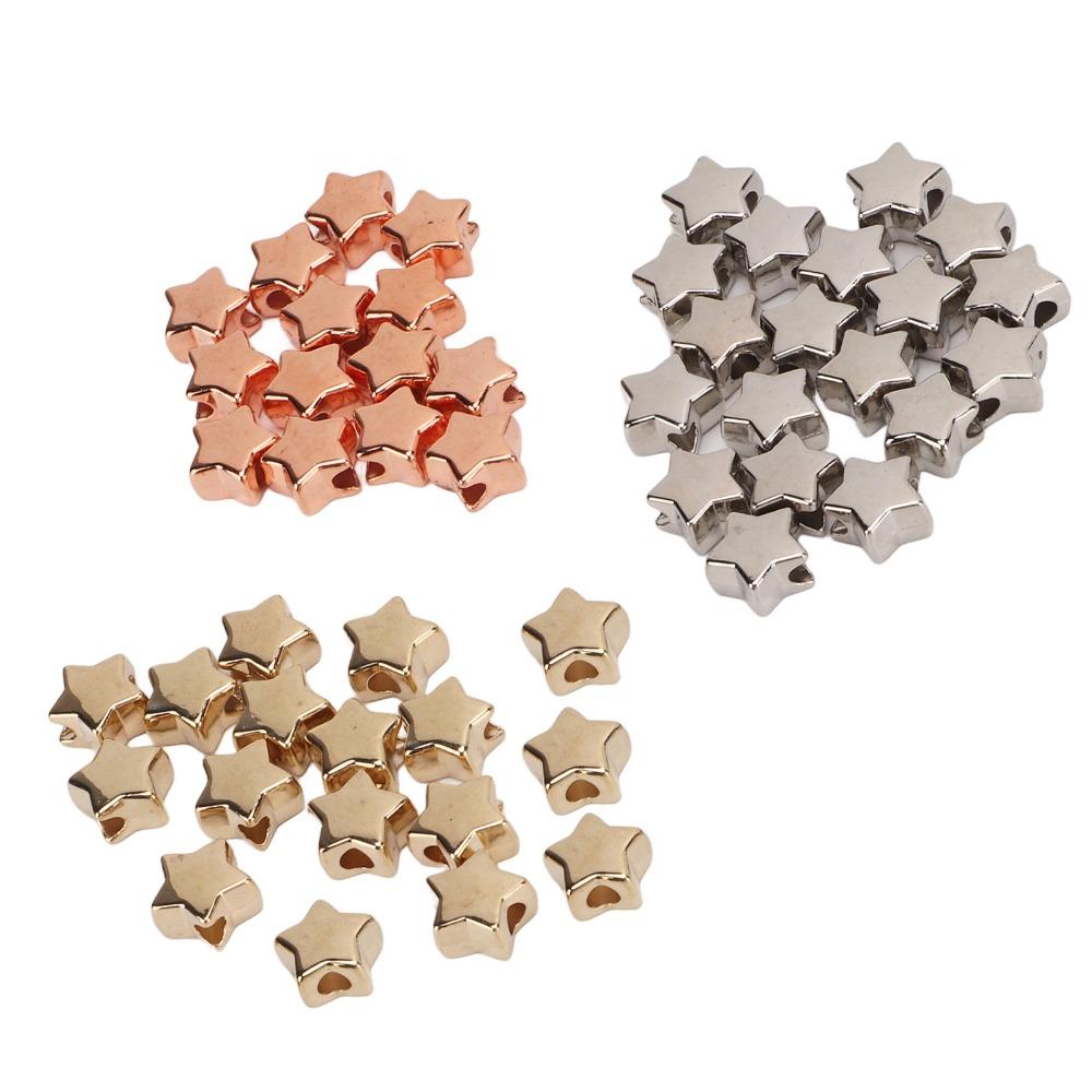 50pcs 3 Colors Star Shaped Beads Small Hole Star Spacer Beads Jewelry Making Beads  DIY Jewelry