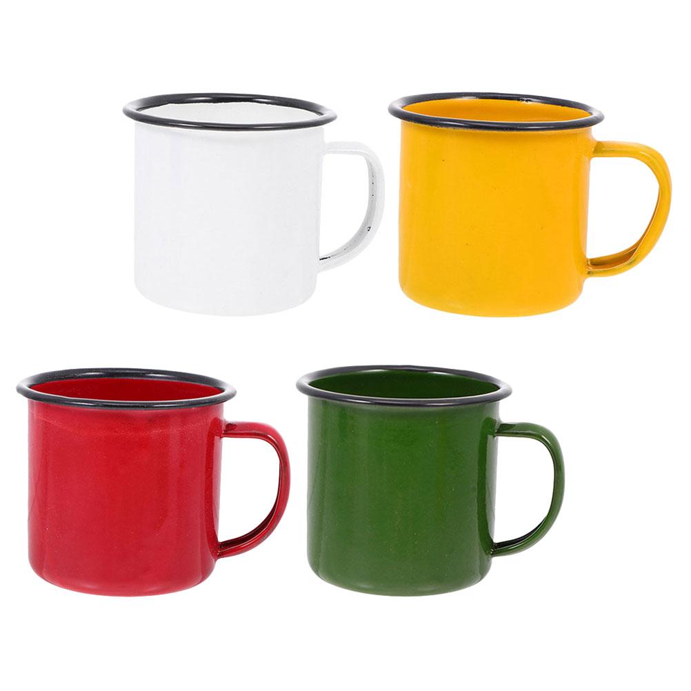 4 Pcs Travel Cup Retro Enamel Mug Water Coffee Set Old Style Office Breakfast Mugs