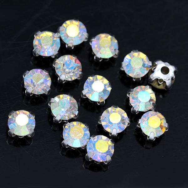 40 цветов 4 мм 100 шт./упак. стеклянные круглые пришивные стразы с серебряными когтями для украшений, свадебных платьев, одежды, поделок, отделки
