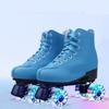 Adult Men's and Women's Double Rows of Leather Models Green Skates Four Roller Skates Pink Purple Flash Wheel Double Rows of Roller Skates