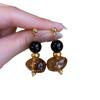 Amber Coffee French Retro Luxury Earrings - Women's Elegant Studs with Niche Design