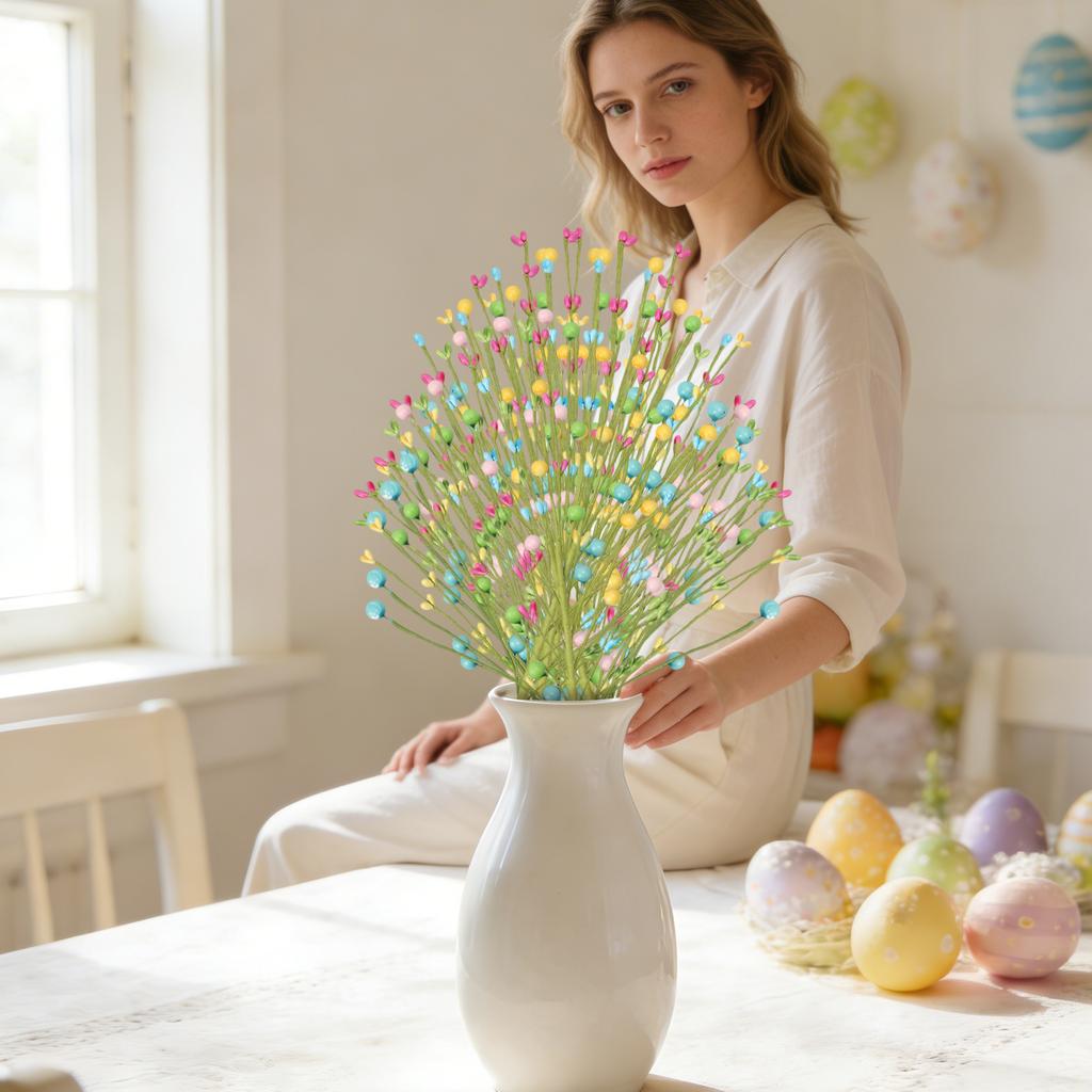 Пасхальные украшения, Искусственные пасхальные стебли с пасхальными яйцами, Ягодами, Ветви с пасхальными яйцами, Цветочные композиции