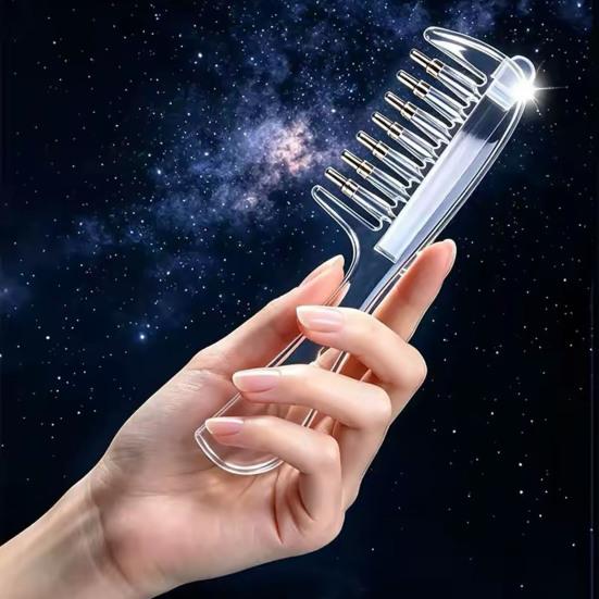 Hair Root Treatment Applicator Scalp Essential Oil Comb, Round Massage Ball Teeth Design, 10ml Capacity, Comb for Growth Clear Leakproof Portable