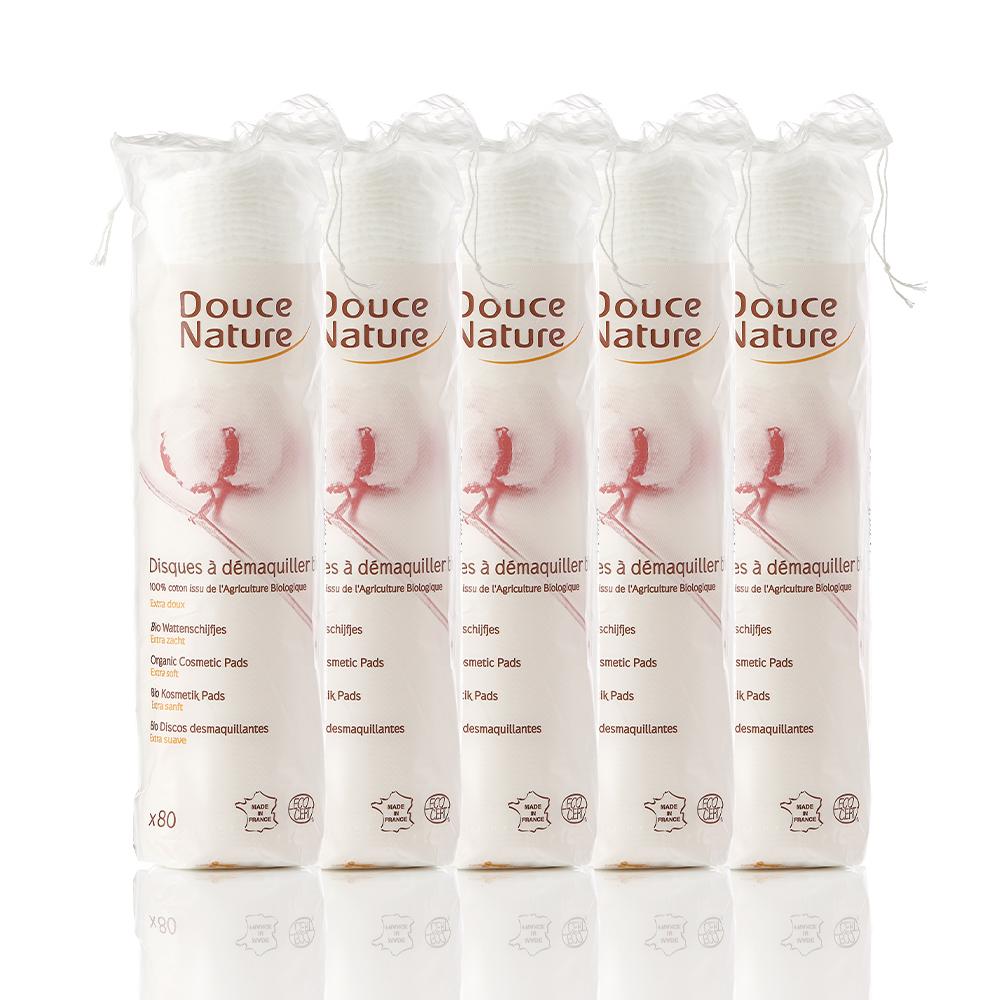 Круглые ватные диски Douce nature Organic из 100% хлопка, 80 листов x 5
