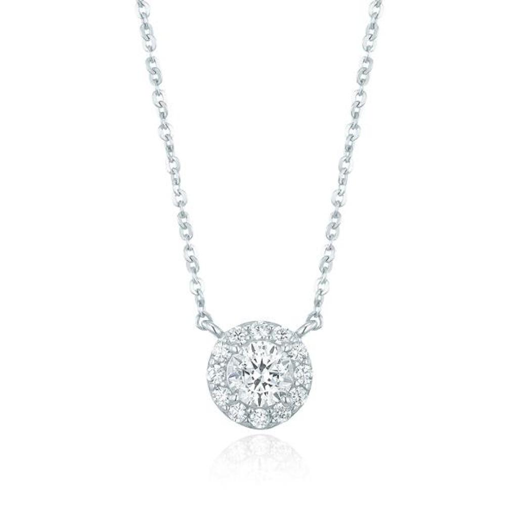 [Puremond] Simulant Diamond 0.5ct Halo Necklace OTS321401DWW