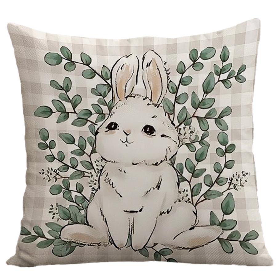 Плюшевая наволочка с принтом пасхального кролика и яиц - Праздничный чехол на диванную подушку