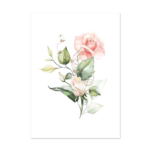 Бохо Зеленые Золотые Листья Цветочные Плакаты Акварель Картина на Холсте Настенные Художественные Принты Минималистская Картина Гостиная Украшение Дома