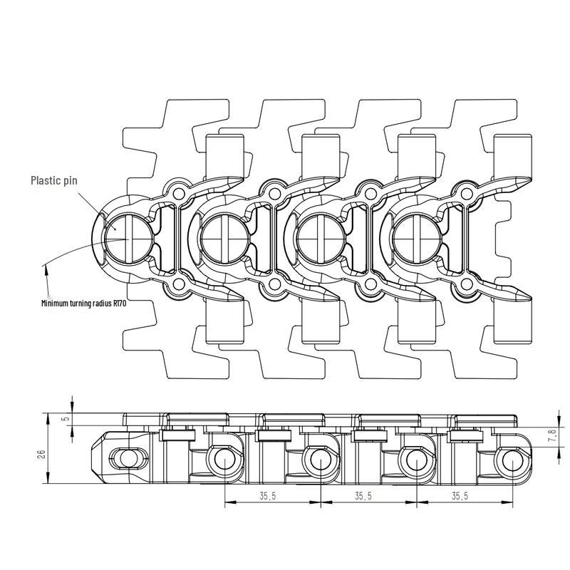 Hongli Engineering Plastic Fishbone Anti-slip Conveyor Chain