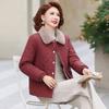 Medium Mother Fleece Thickened Cotton-padded Clothes Lapel Cotton Clothes Winter Warm Tops Middle-aged and Elderly Women's Short Coats