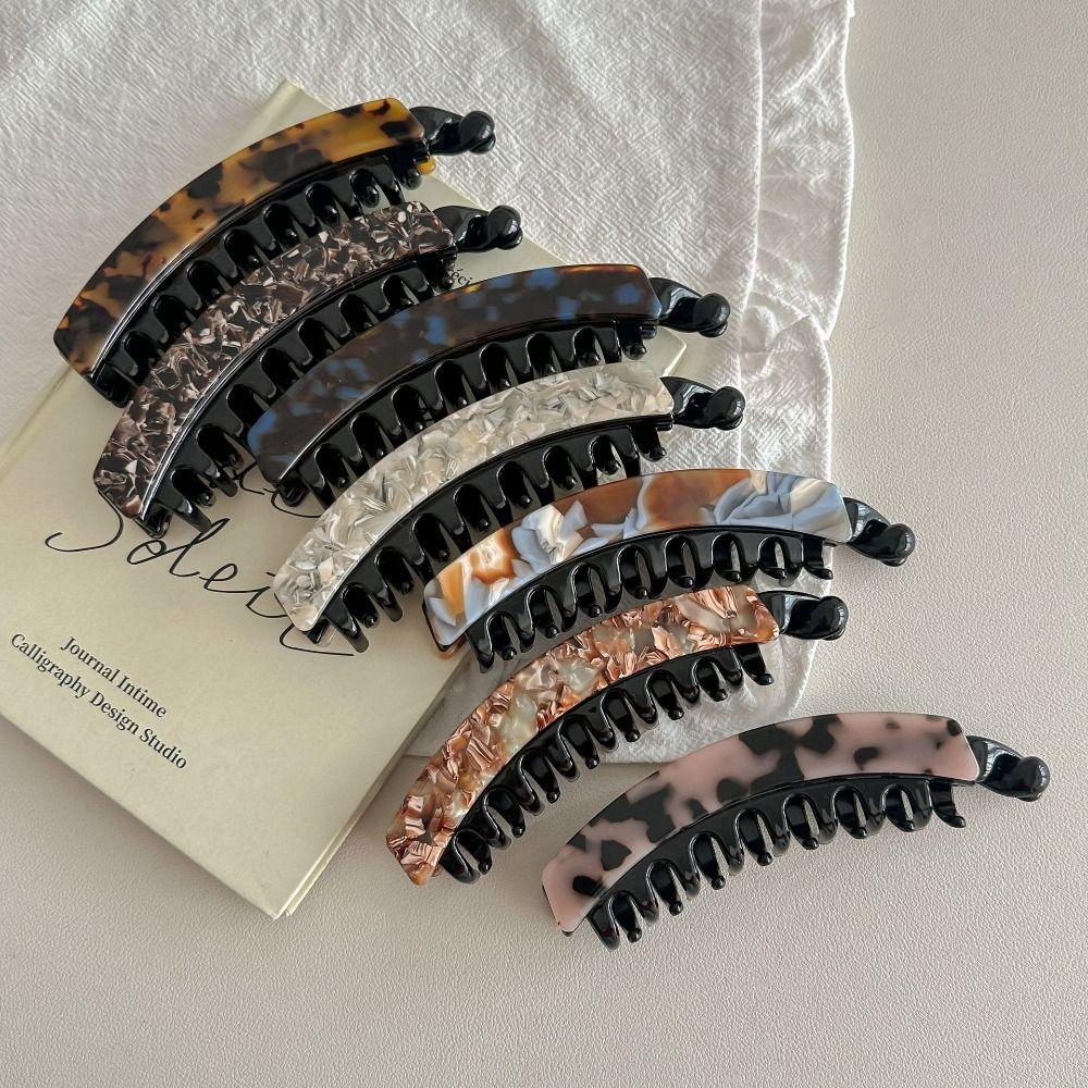 Geometric Acetate Banana Clip Acetic Acid Vertical Clip Leopard Print Hair Clip Female