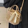 French literary and artistic small fresh Mori portable straw small bag 2025 new sweet holiday style fashion messenger bag