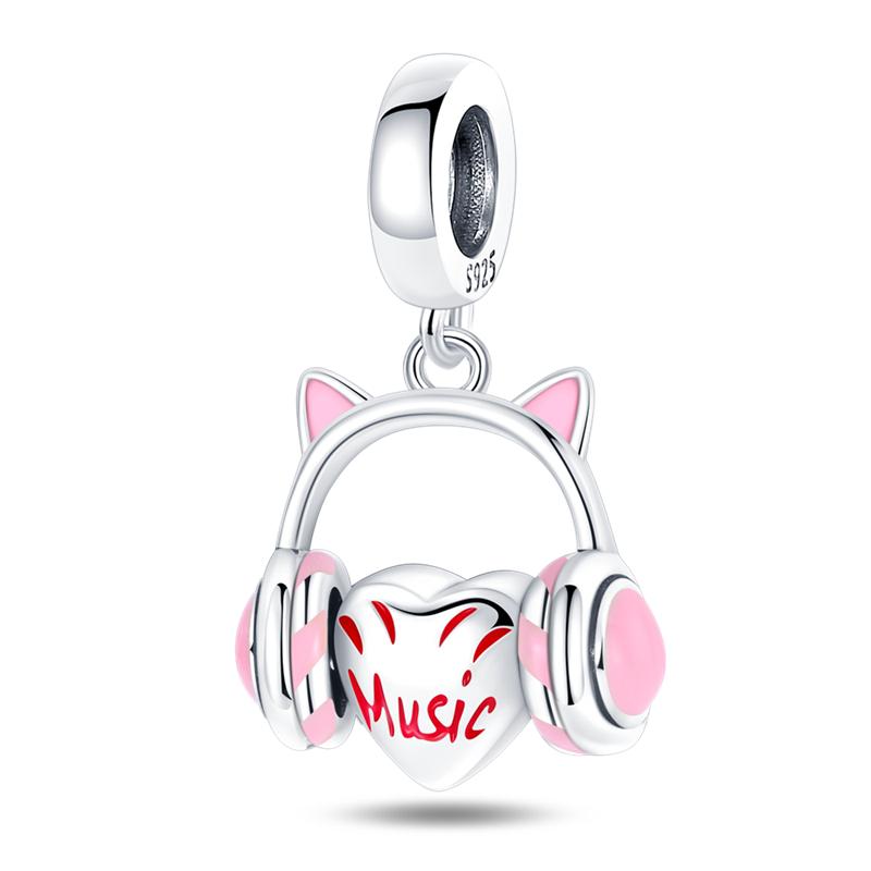 925 Sterling Copper Cat and Dog Series Best Friend Pendant Fit 4MM Hole Diamete Bracelet Charms Bead Necklace DIY Female Zircon