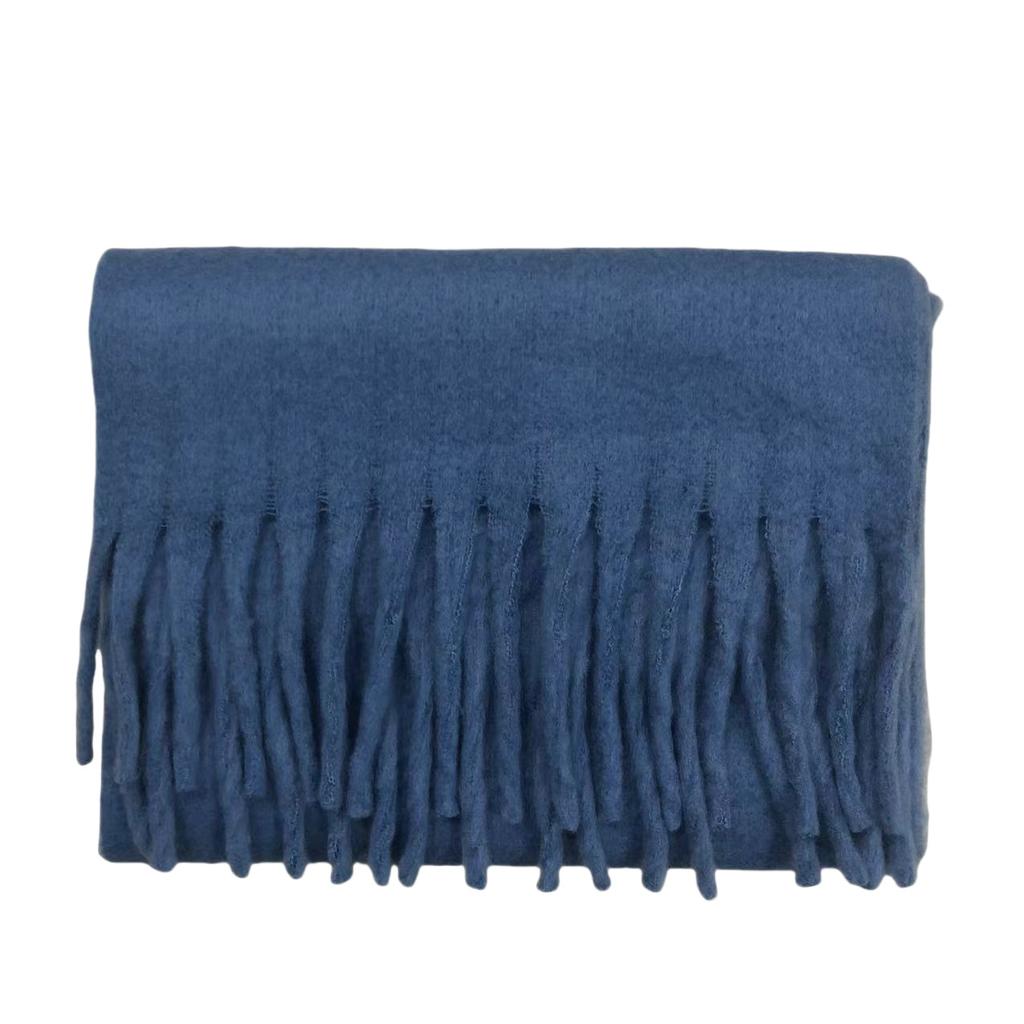 Solid Color Mohair Loop Yarn Scarf Women's Autumn and Winter New High-end Versatile Warm Scarf Shawl Dual-purpose