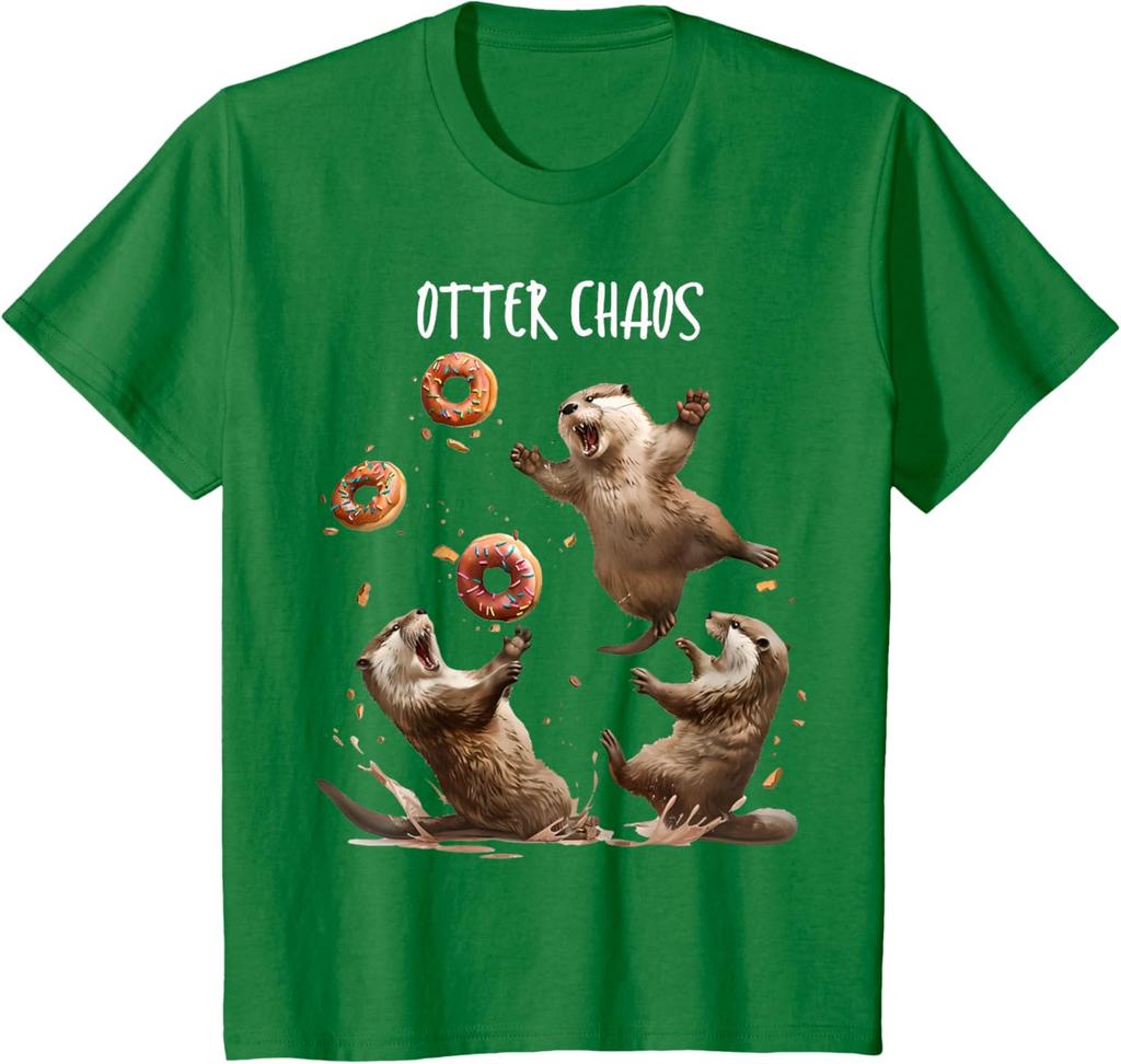Otter Chaos Fun Water Otter Donut Tshirt Unisex Unisex Animal Lover T Shirt Short Sleeve Humorous Tshirts Tops